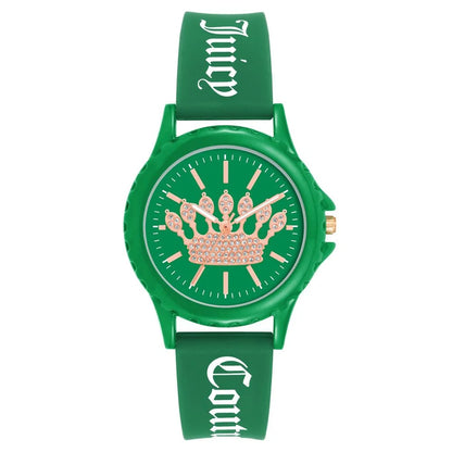Green Quartz Analog Watch with Silicone Strap for Stylish Clothing Juicy Couture