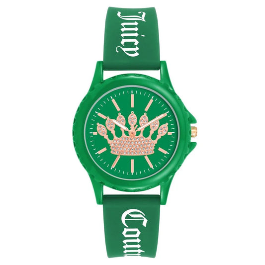 Green Quartz Analog Watch with Silicone Strap for Stylish Clothing Juicy Couture