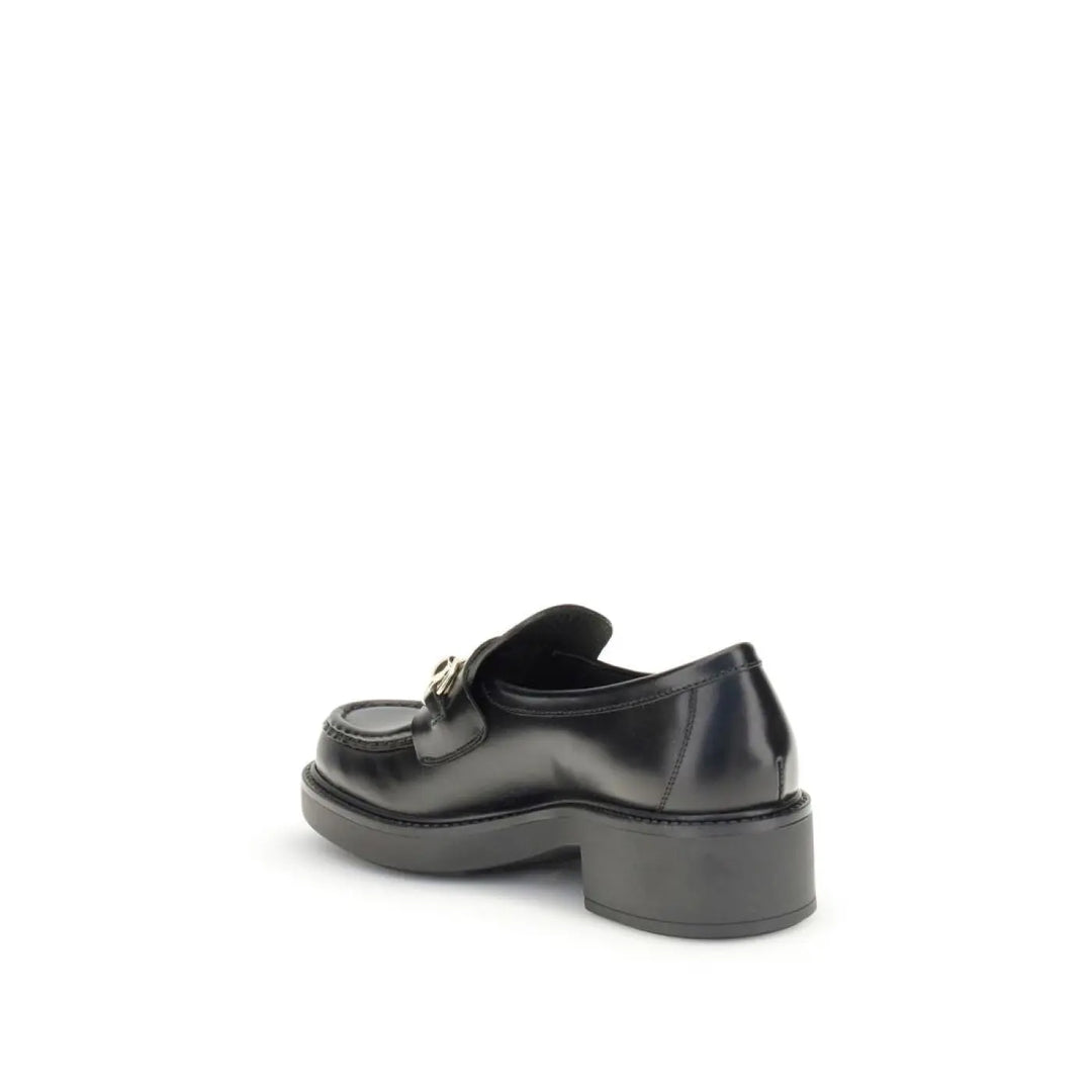 Gucci Black Calf Leather Bos Taurus Slip-On Loafers