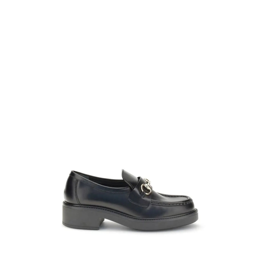Gucci Black Calf Leather Bos Taurus Slip-On Loafers