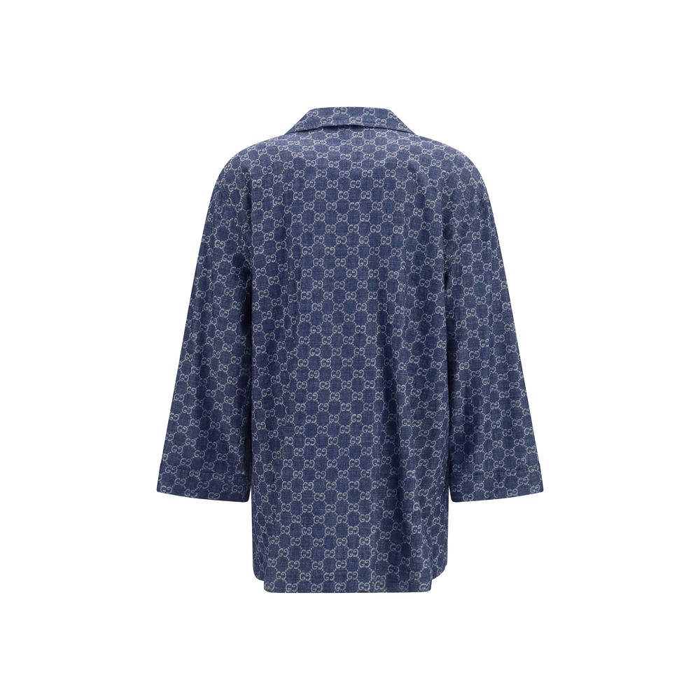 Gucci Overcoats - Blue Cotton Full-Length Jacket