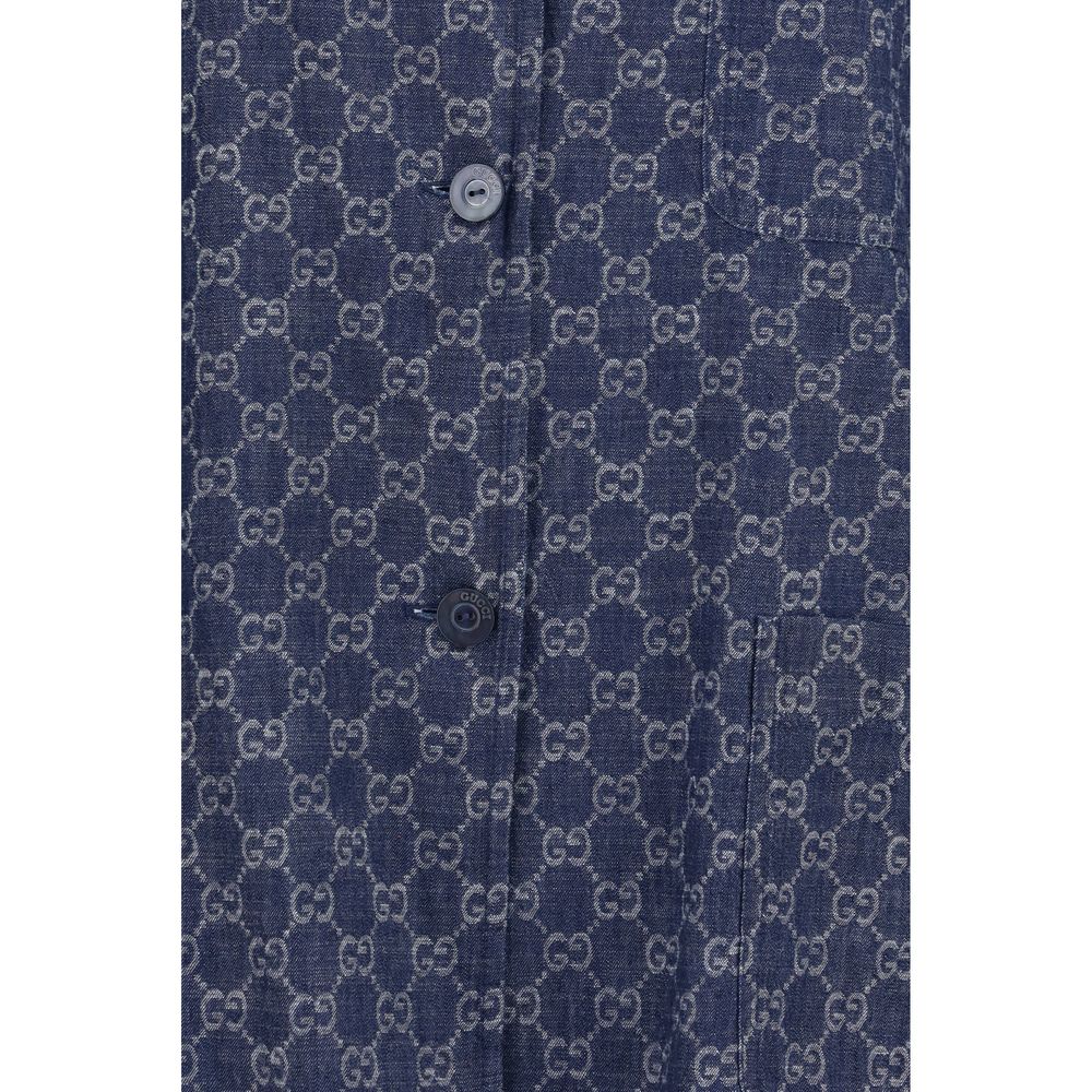Gucci Overcoats - Blue Cotton Full-Length Jacket