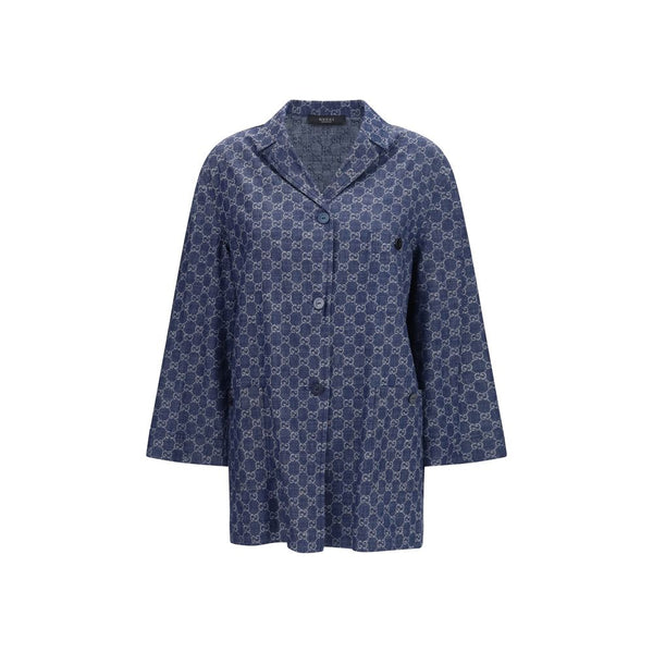 Gucci Overcoats - Blue Cotton Full-Length Jacket