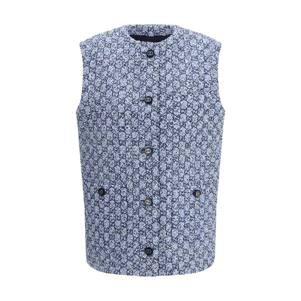 Gucci Vests - Blue Cotton Sleeveless Jacket