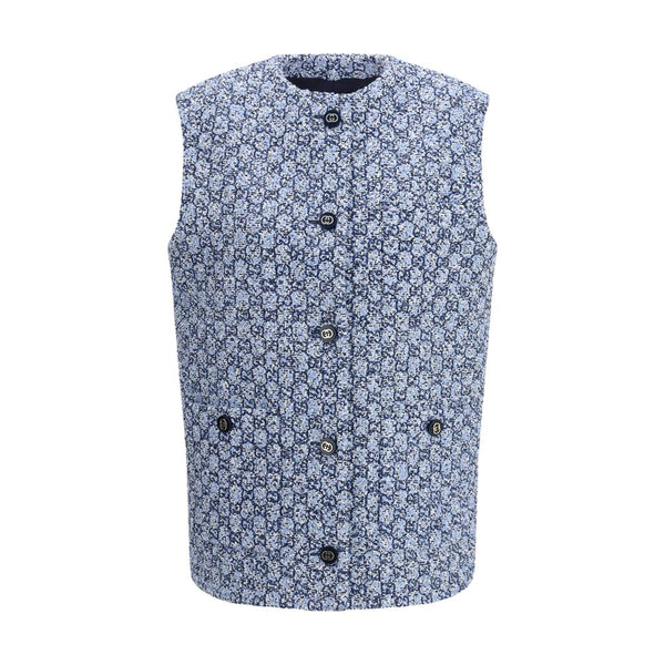 Gucci Vests - Blue Cotton Sleeveless Jacket