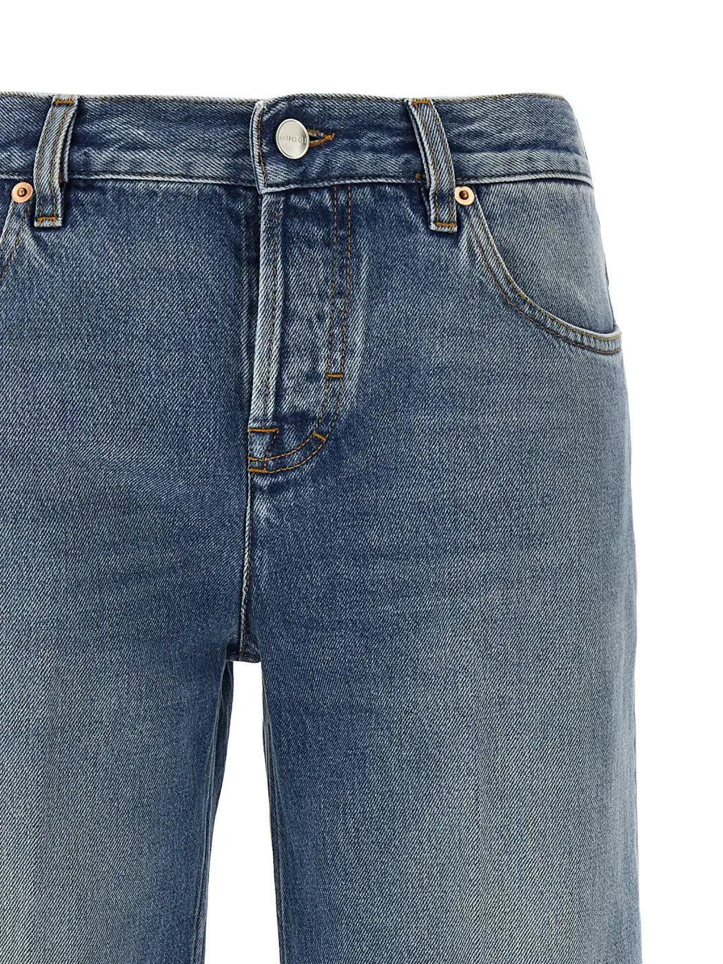 Gucci Blue Cotton Straight-leg Jeans
