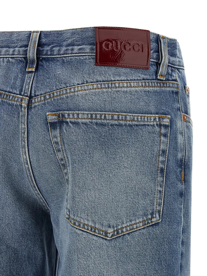 Gucci Blue Cotton Straight-leg Jeans