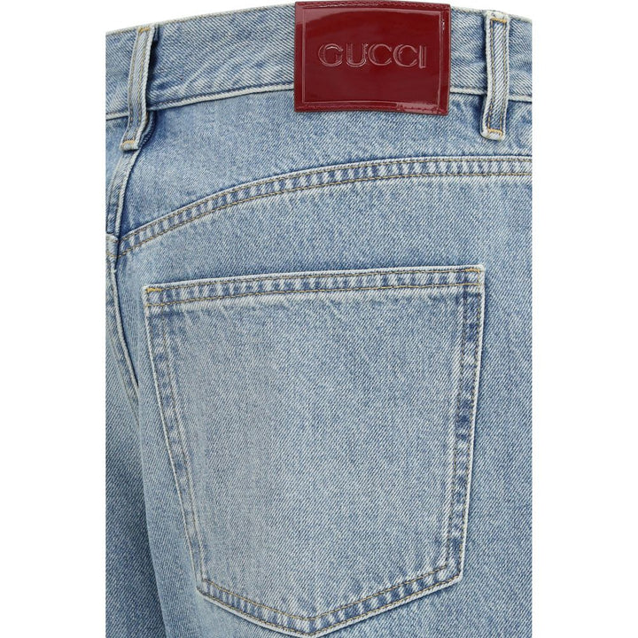 Gucci Blue Cotton Straight-leg Jeans