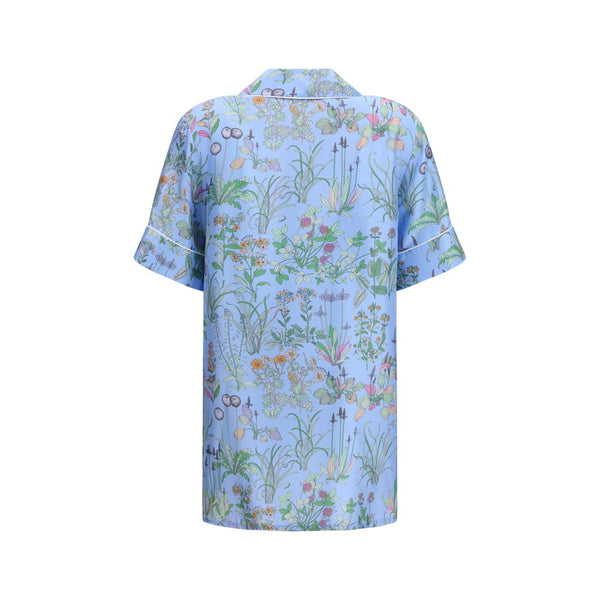 Gucci Shirts - Blue Silk Pattern Shirt