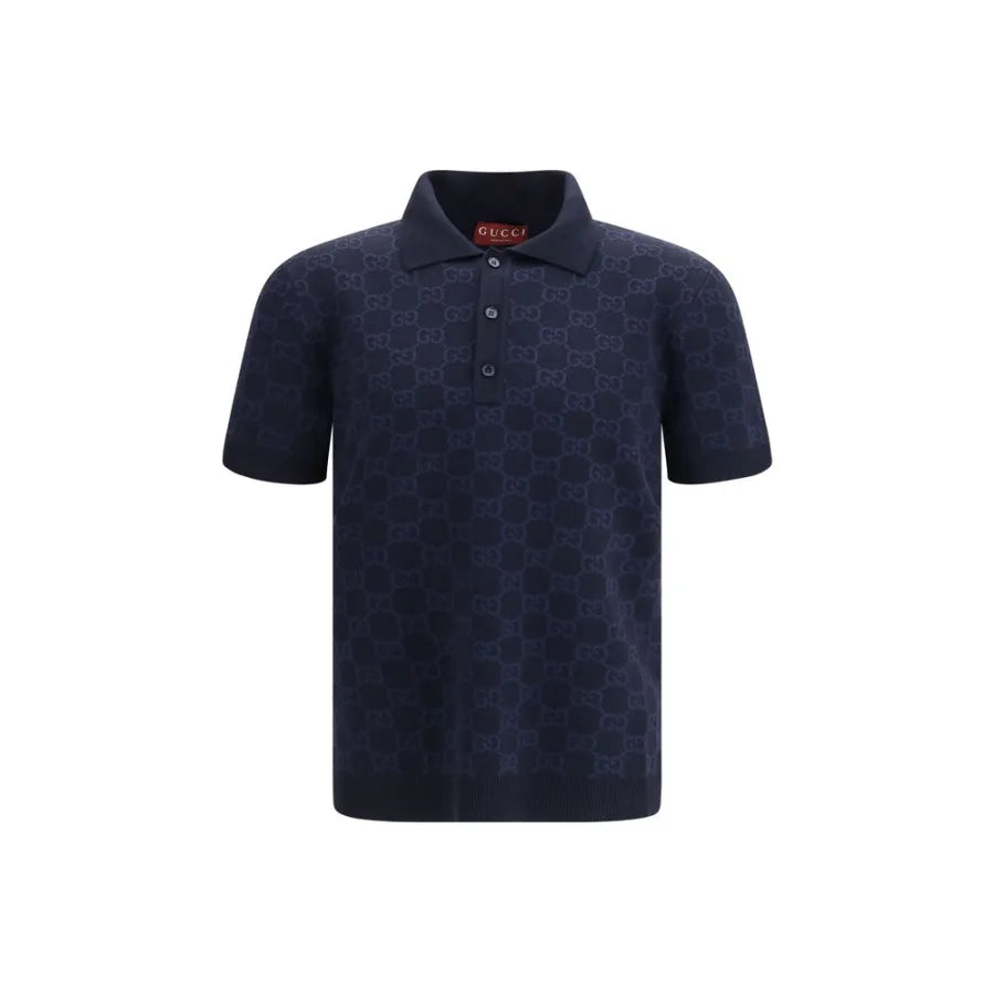 Gucci Blue Silk Polo Shirt