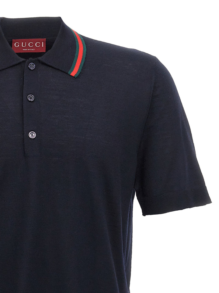 Gucci Blue Wool Polo Shirt