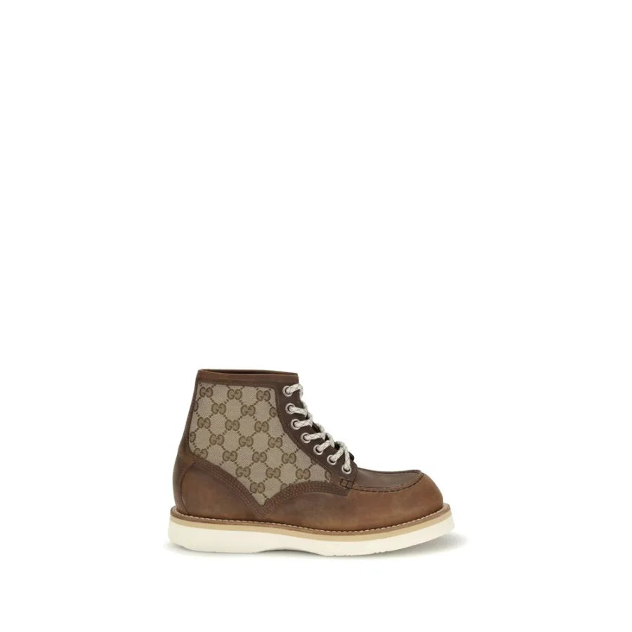 Gucci Brown Calf Leather Bos Taurus Lace-Up Boots