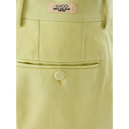 Gucci Lime Yellow Cotton Pants for Men Authentic Luxury Style