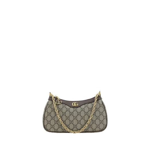 Gucci Ophidia Shoulder Bag with Applied GG Supreme and Garnet Leather Trim