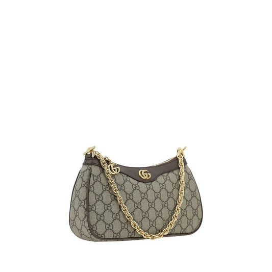 Gucci Ophidia Shoulder Bag with Applied GG Supreme and Garnet Leather Trim