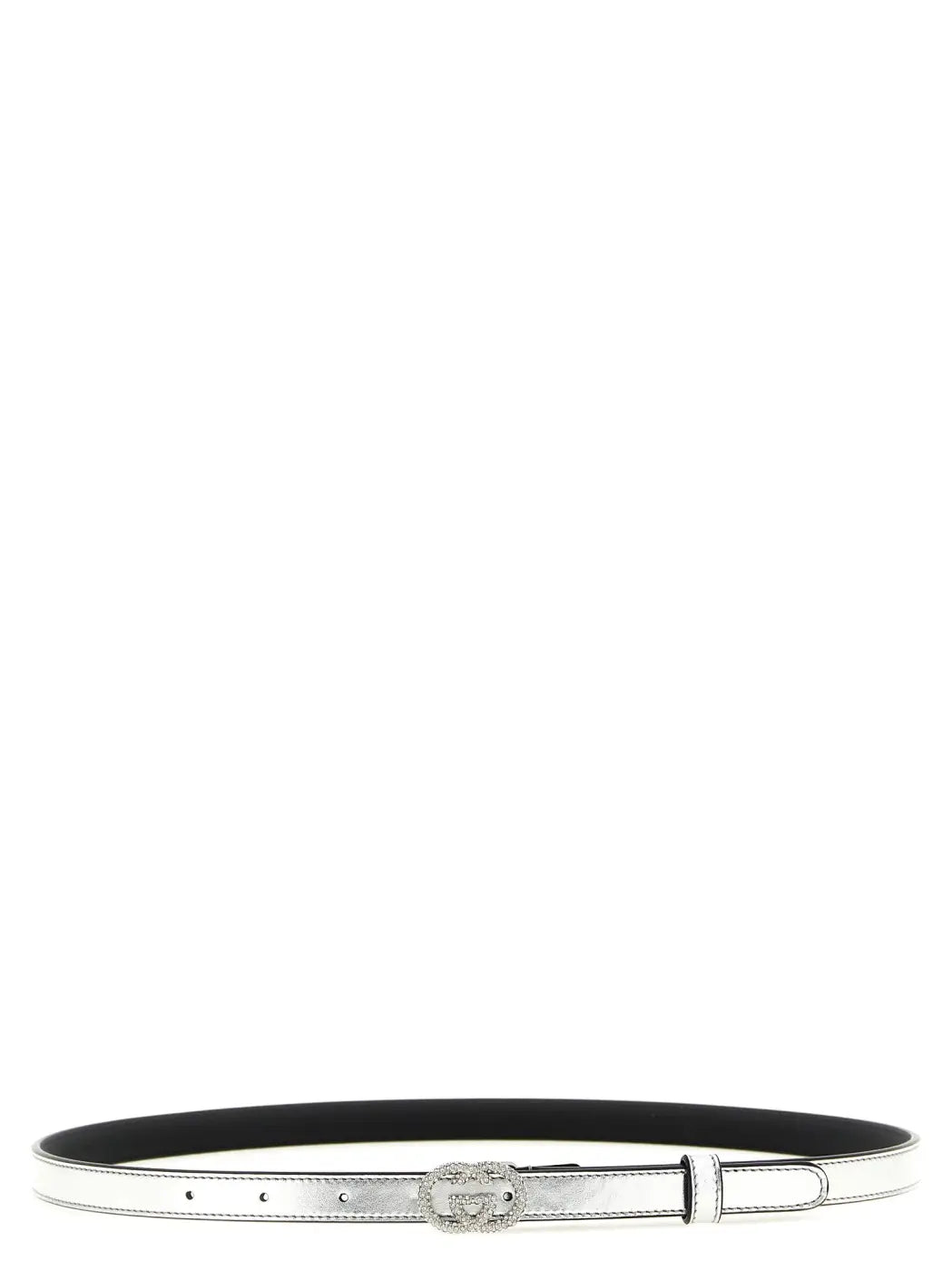 Gucci Silver Calfskin Thin Belt