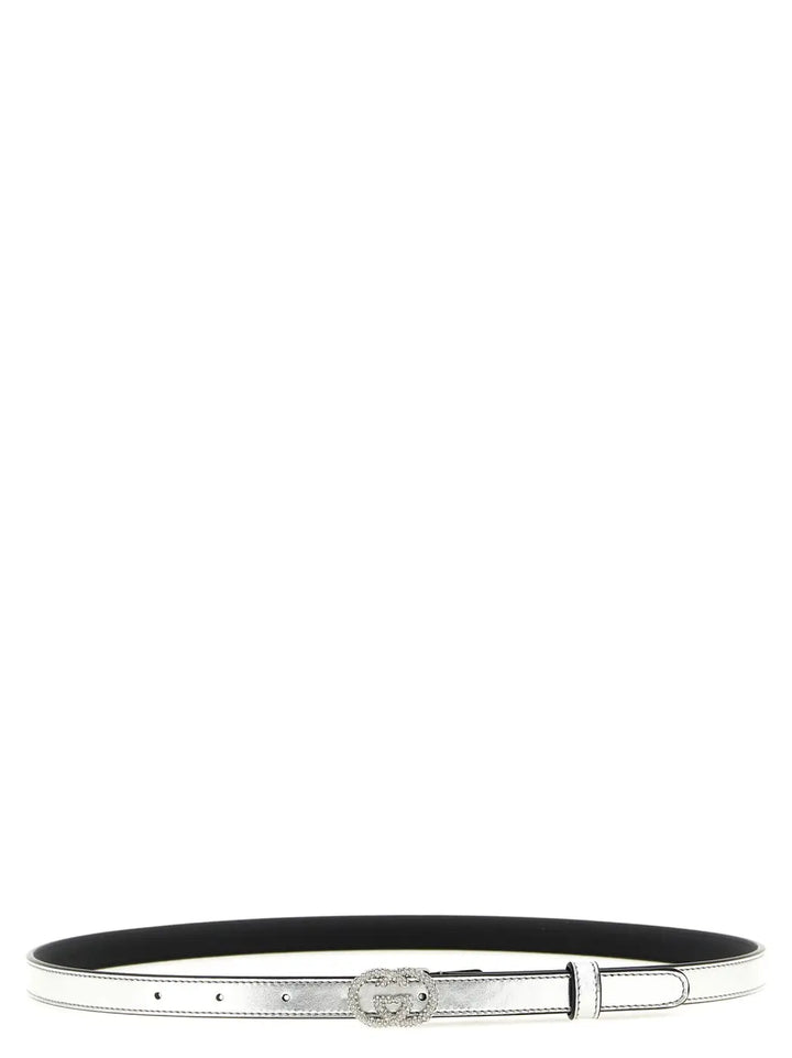 Gucci Silver Calfskin Thin Belt