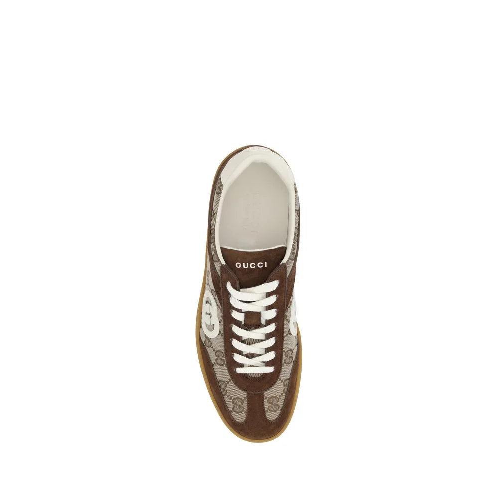 Gucci Sneakers with Calf Leather Bos and Iconic GG Fabric Detailing