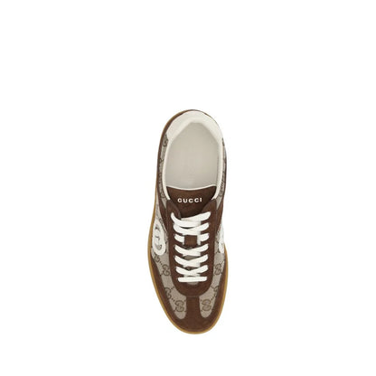 Gucci Sneakers with Calf Leather Bos and Iconic GG Fabric Detailing