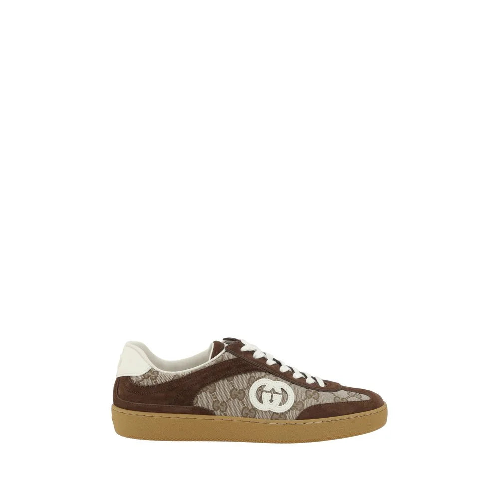 Gucci Sneakers with Calf Leather Bos and Iconic GG Fabric Detailing