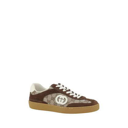 Gucci Sneakers with Calf Leather Bos and Iconic GG Fabric Detailing