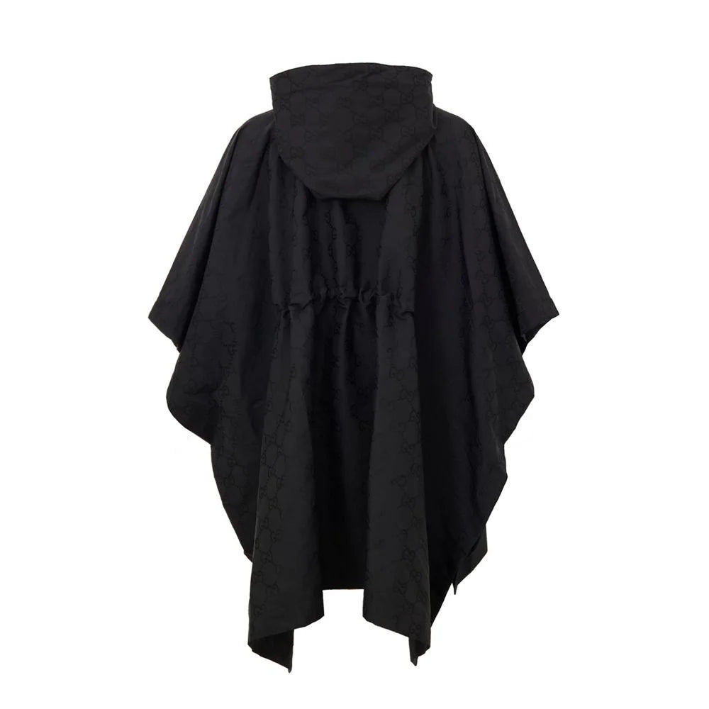Gucci Web Logo Cape Unleashed in Black Technical Fabric Monogram Print