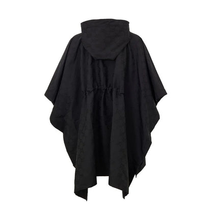 Gucci Web Logo Cape Unleashed in Black Technical Fabric Monogram Print