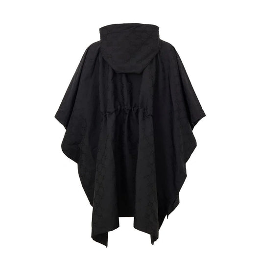 Gucci Web Logo Cape Unleashed in Black Technical Fabric Monogram Print
