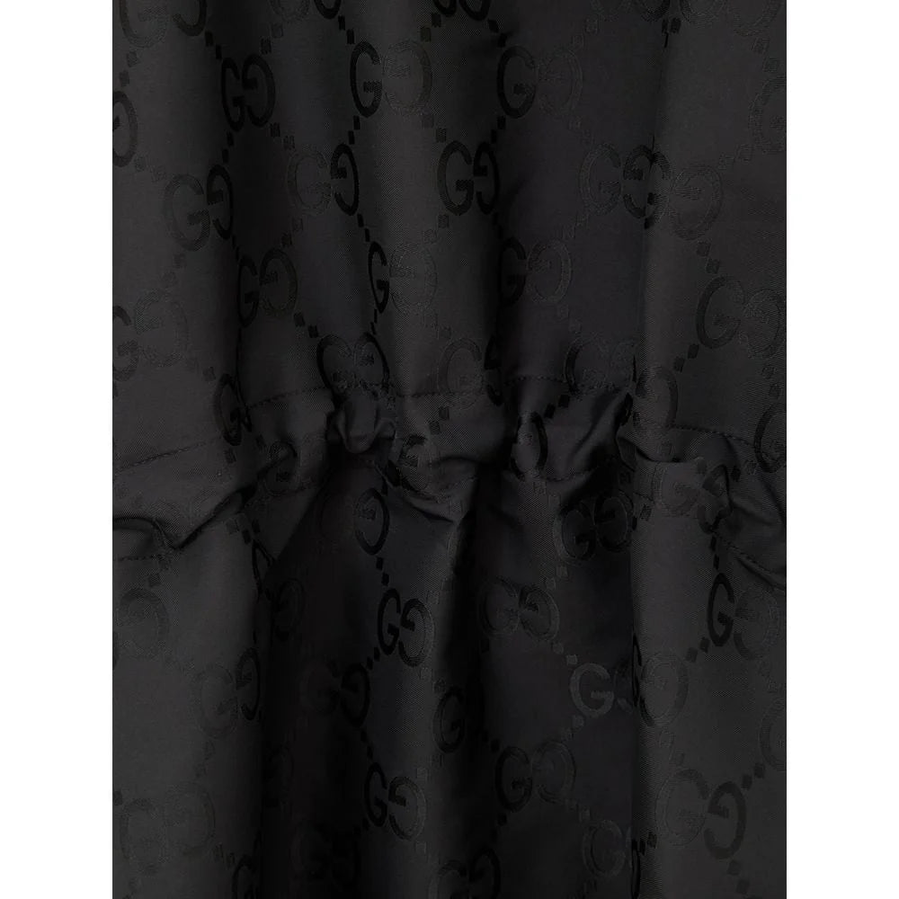 Gucci Web Logo Cape Unleashed in Black Technical Fabric Monogram Print