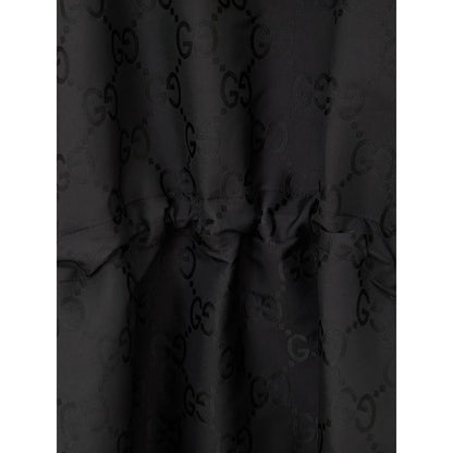 Gucci Web Logo Cape Unleashed in Black Technical Fabric Monogram Print