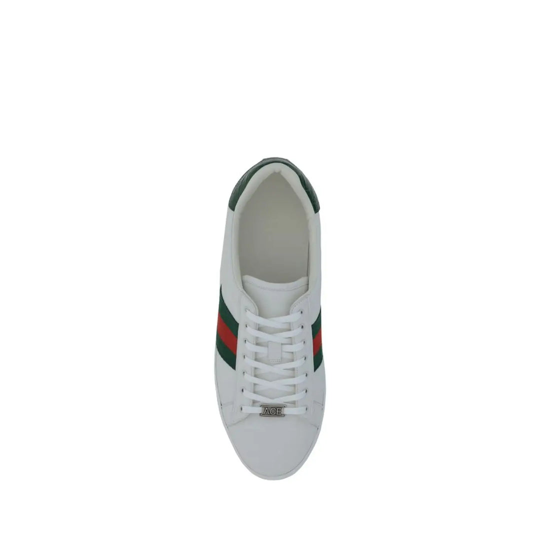 Gucci White Calf Leather Bos Taurus Low Top Sneakers
