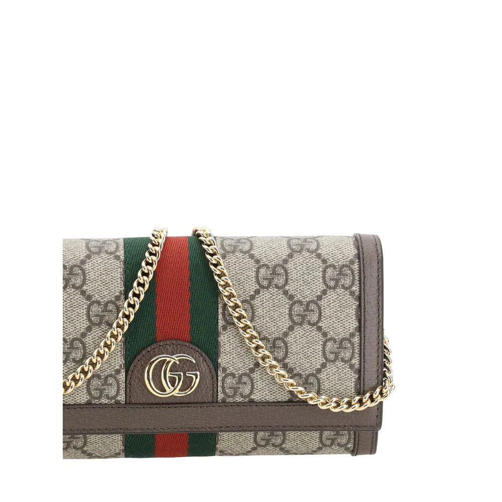 Gucci’s Chain Wallet Multicolor Cotton Luxury with Gold Plaque Closure Gucci