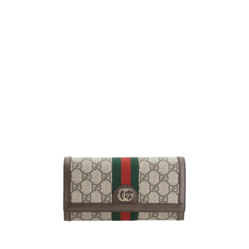 Gucci’s Chain Wallet Multicolor Cotton Luxury with Gold Plaque Closure Gucci