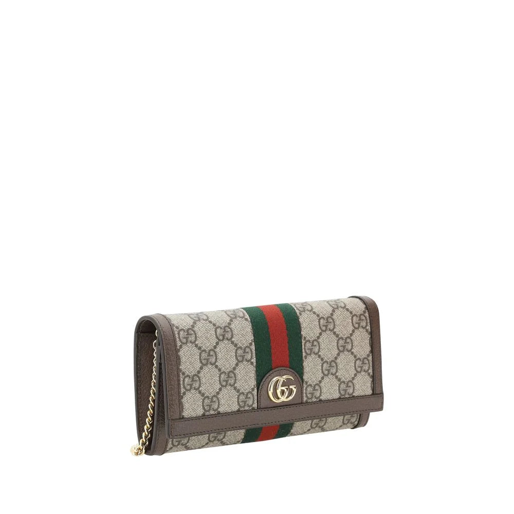 Gucci’s Chain Wallet Multicolor Cotton Luxury with Gold Plaque Closure Gucci