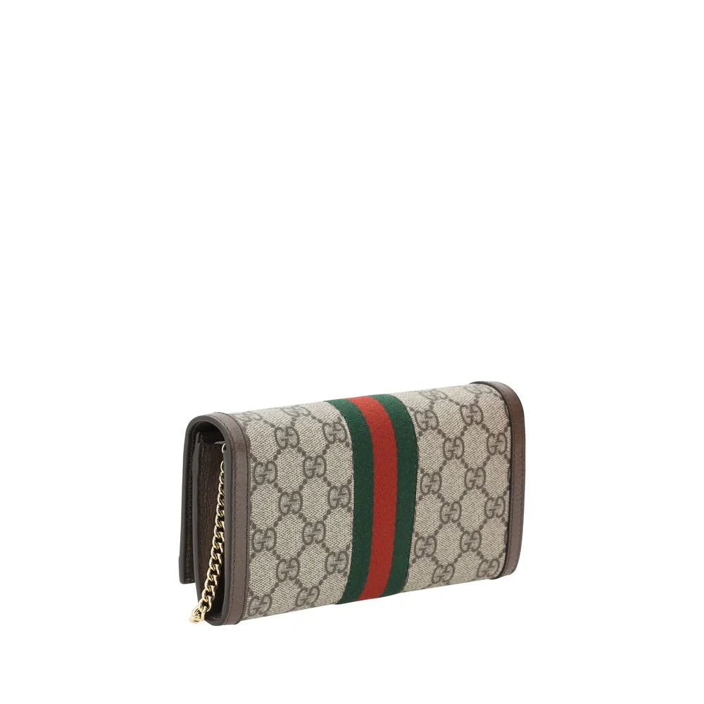 Gucci’s Chain Wallet Multicolor Cotton Luxury with Gold Plaque Closure Gucci