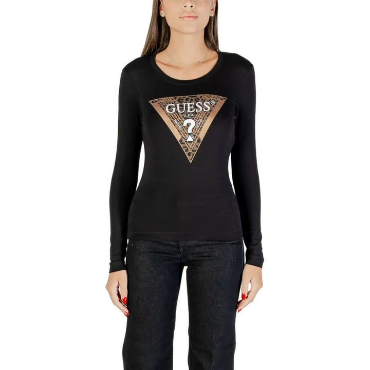 Guess Black Cotton Long Sleeve T-Shirt