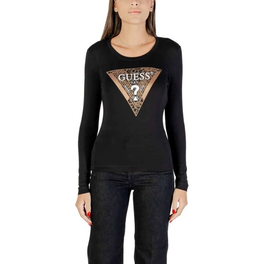 Guess Black Cotton Long Sleeve T-Shirt