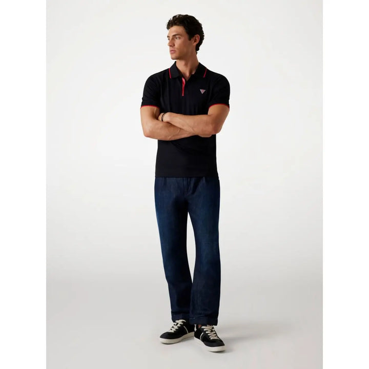 Guess Black Polyamide Polo Shirt