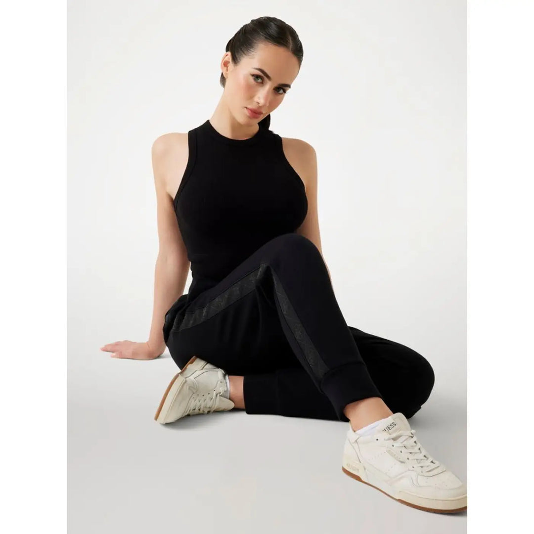 Guess Black Polyester Joggers (workout Pants)