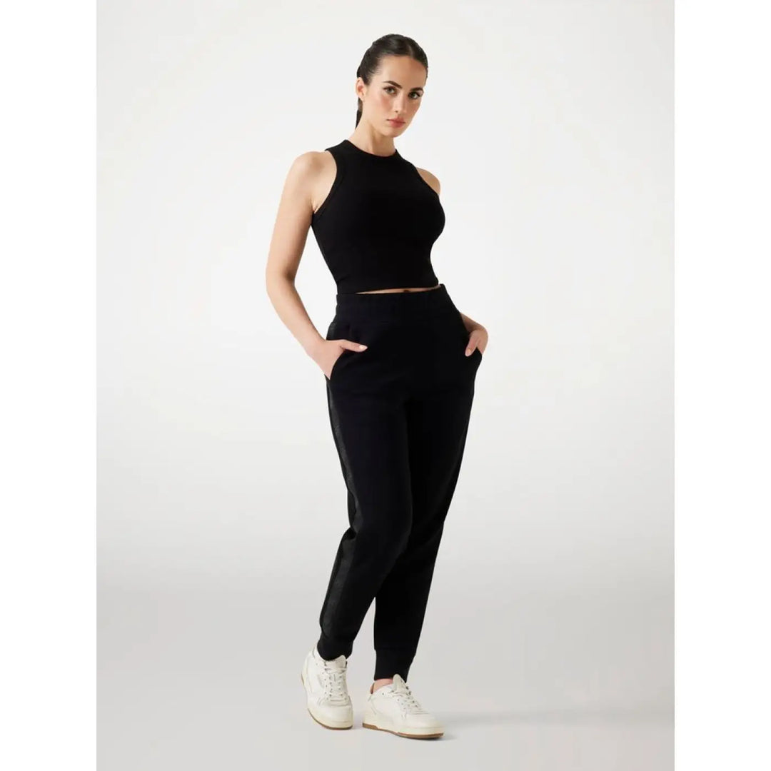 Guess Black Polyester Joggers (workout Pants)