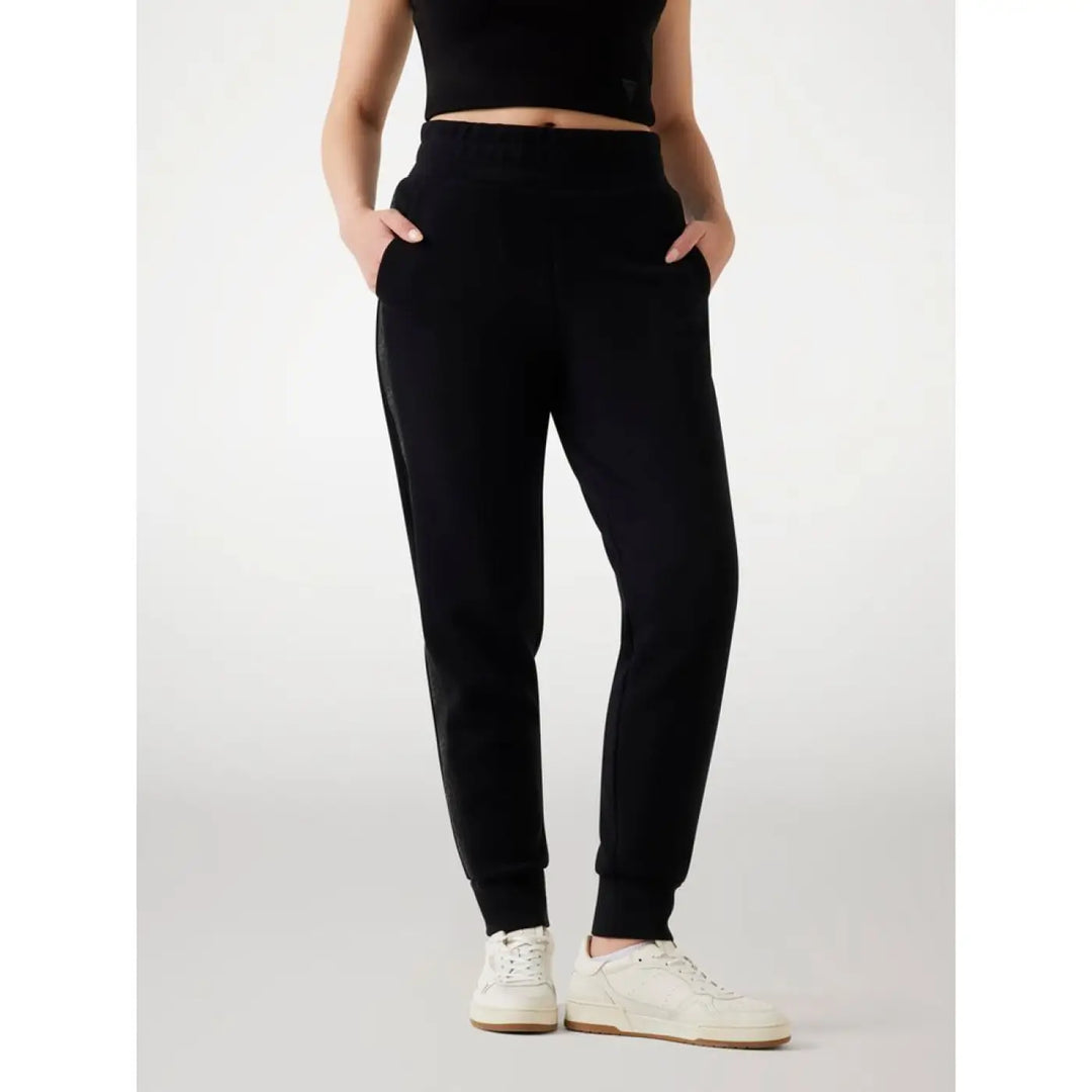 Guess Black Polyester Joggers (workout Pants)