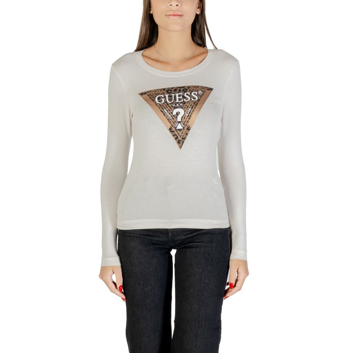 Guess - Cream Cotton Long Sleeve T-Shirt