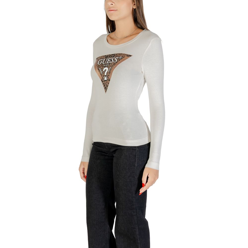 Guess - Cream Cotton Long Sleeve T-Shirt