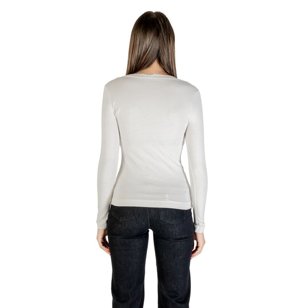 Guess - Cream Cotton Long Sleeve T-Shirt