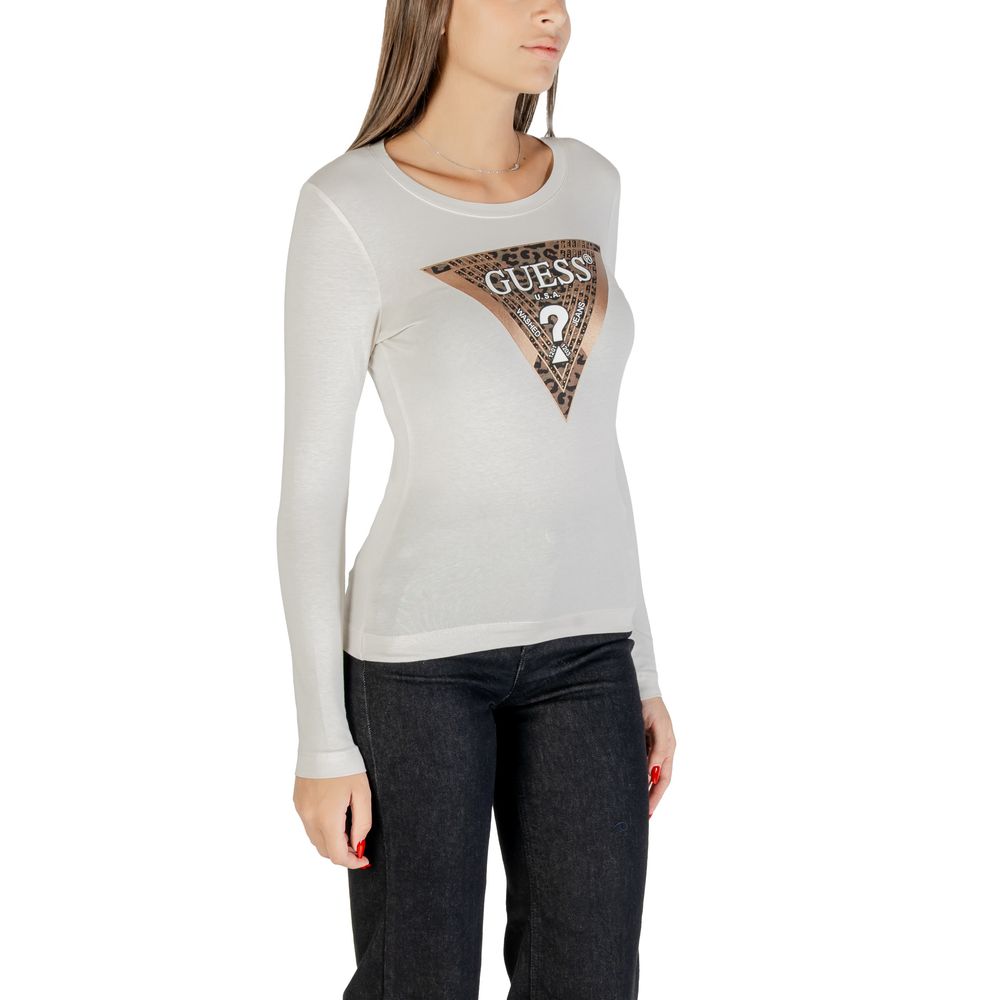 Guess - Cream Cotton Long Sleeve T-Shirt