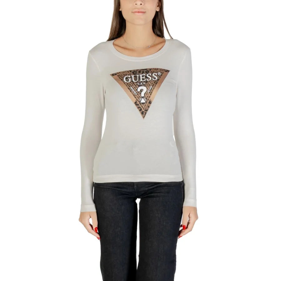 Guess Cream Cotton Long Sleeve T-Shirt