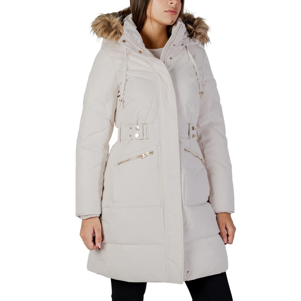 Guess Puffer Jackets - Cream Polyester Coat