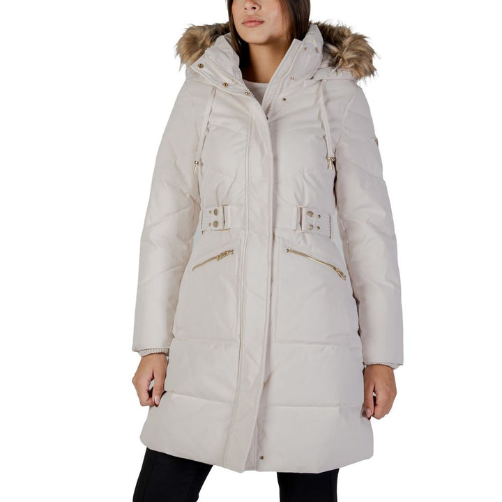Guess Puffer Jackets - Cream Polyester Coat