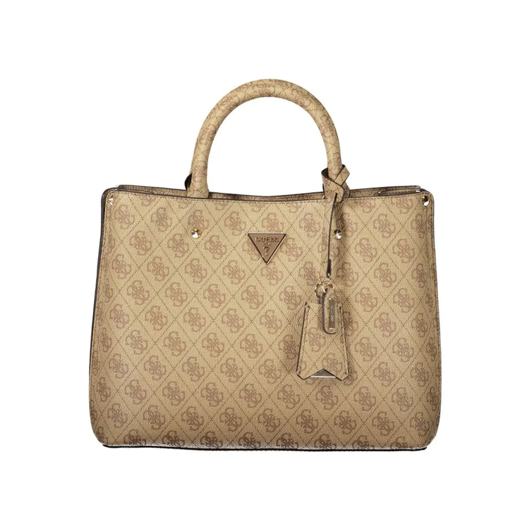 Guess Jeans Beige Leather Women’s Bag with Handles and Shoulder Strap