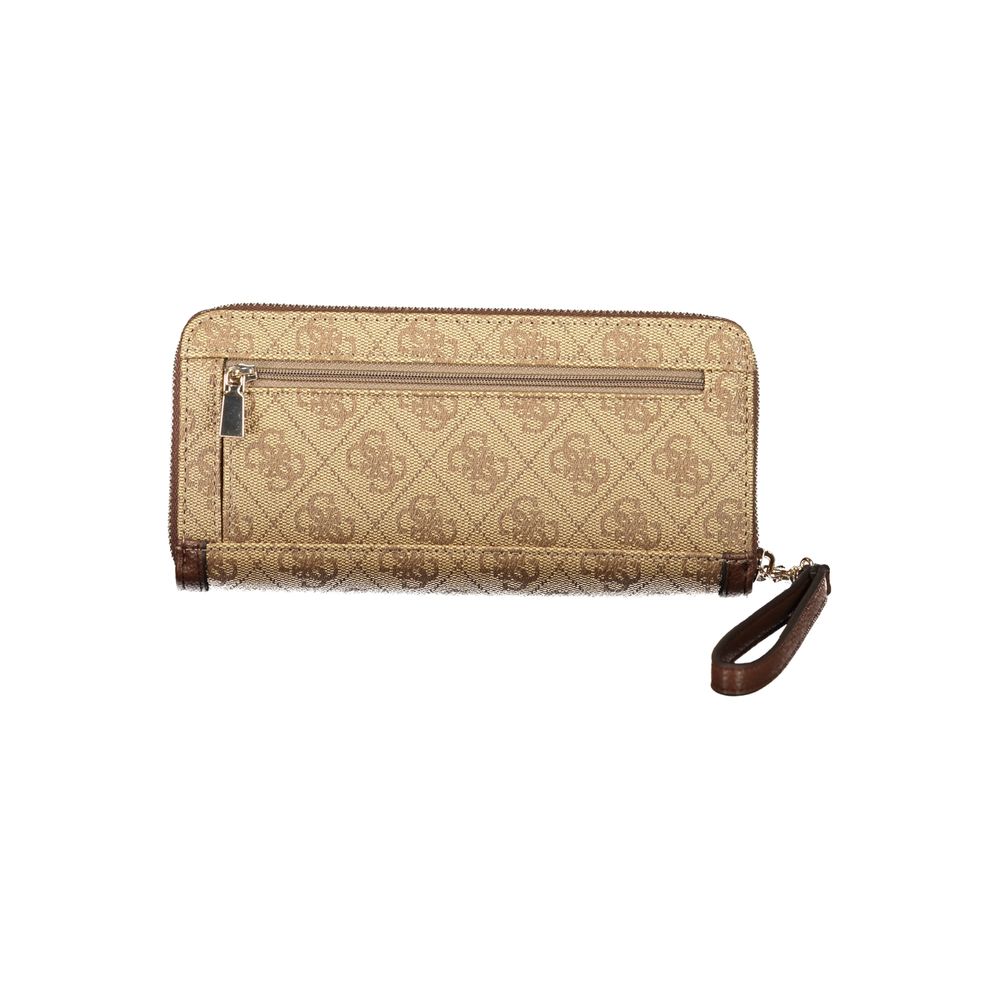 Guess Jeans Beige Poliuretano Womens Wallet with Zip Closure